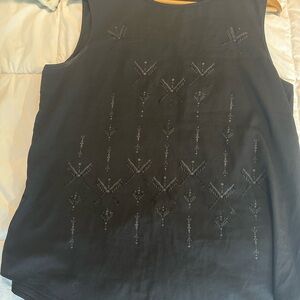 Joe Fresh Black Beaded Sleeveless Camisole